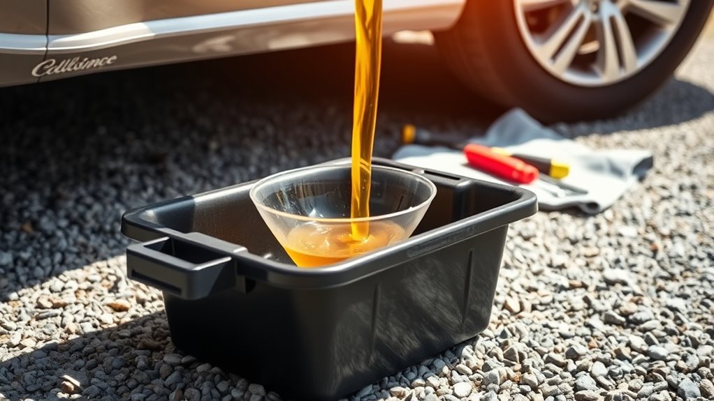 built in funnel oil drain