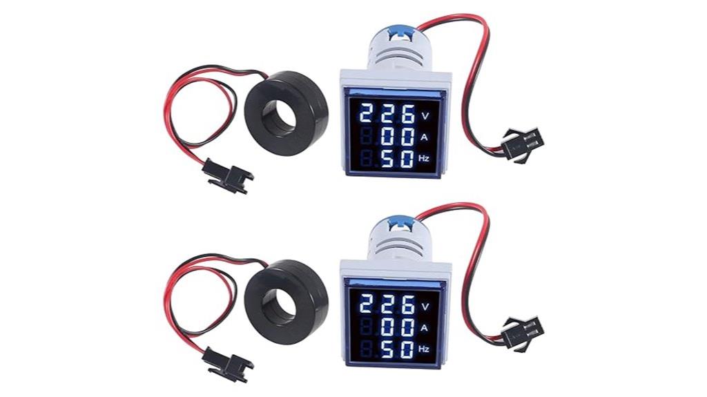 dual blue digital meters
