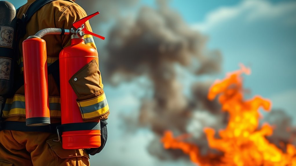 maintain safe extinguisher distance