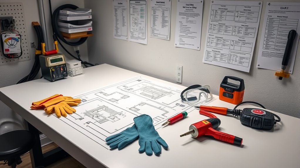 organized safe workspace setup