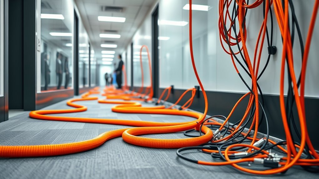 secure cables in walkways