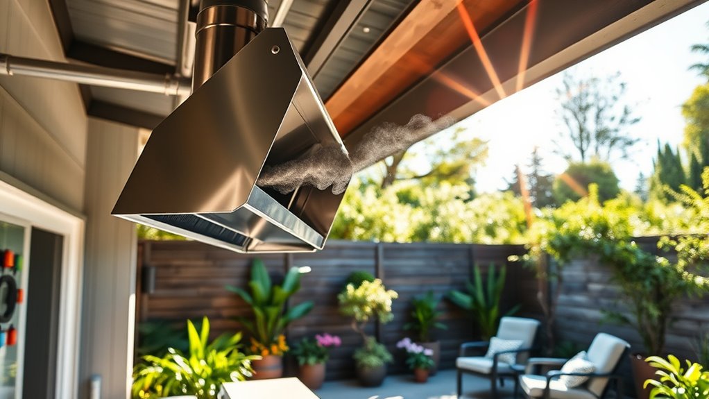 vent exhaust away indoors