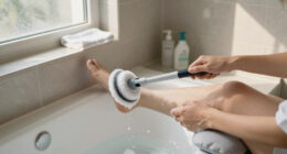 I Have A Leg Injury, And This Extendable Spin Scrubber Has Been A Lifesaver